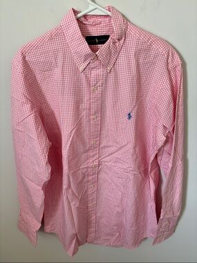Ralph Lauren Pink Gingham Long-Sleeve Button-Down Shirt
